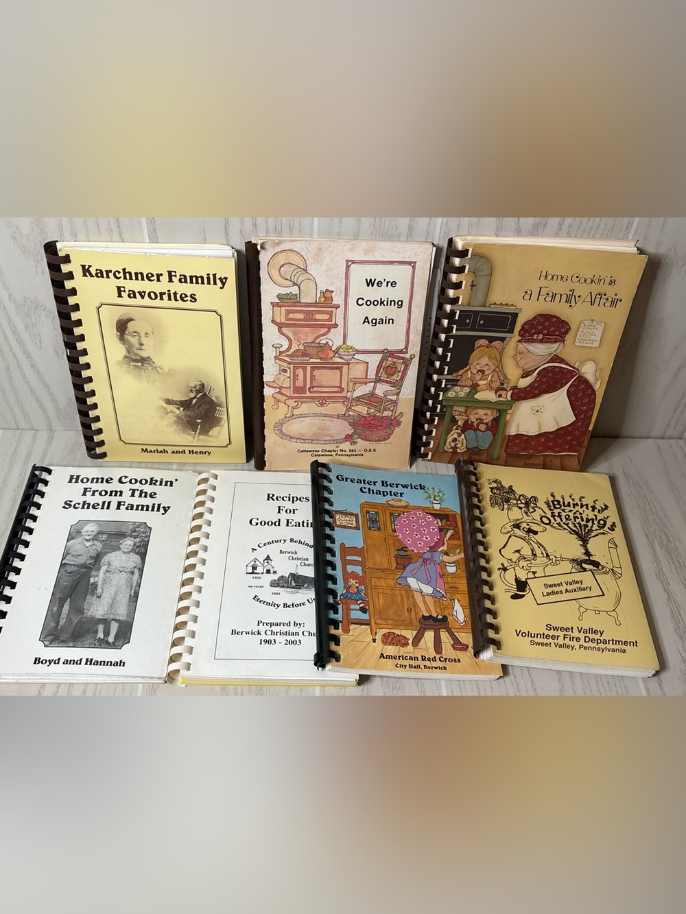Lot of 7 Vintage Cookbooks Churches Schools Community Groups - Pennsylvania